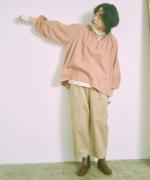 ナチュラルピーチワッシャービエラ　ブラウス